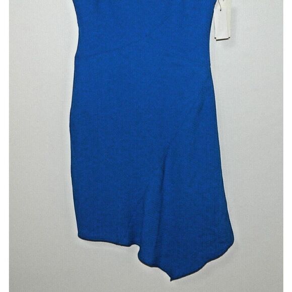 Shoshanna Dress‎ Size 6 Blue Textured Asymmetric Hem Sleeveless - Picture 6 of 10